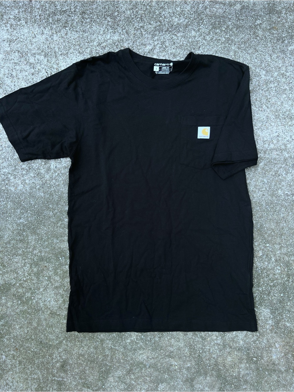 Men’s Carhartt Heavyweight Pocket T-Shirt Black 100% Cotton Loose Fit Size Small